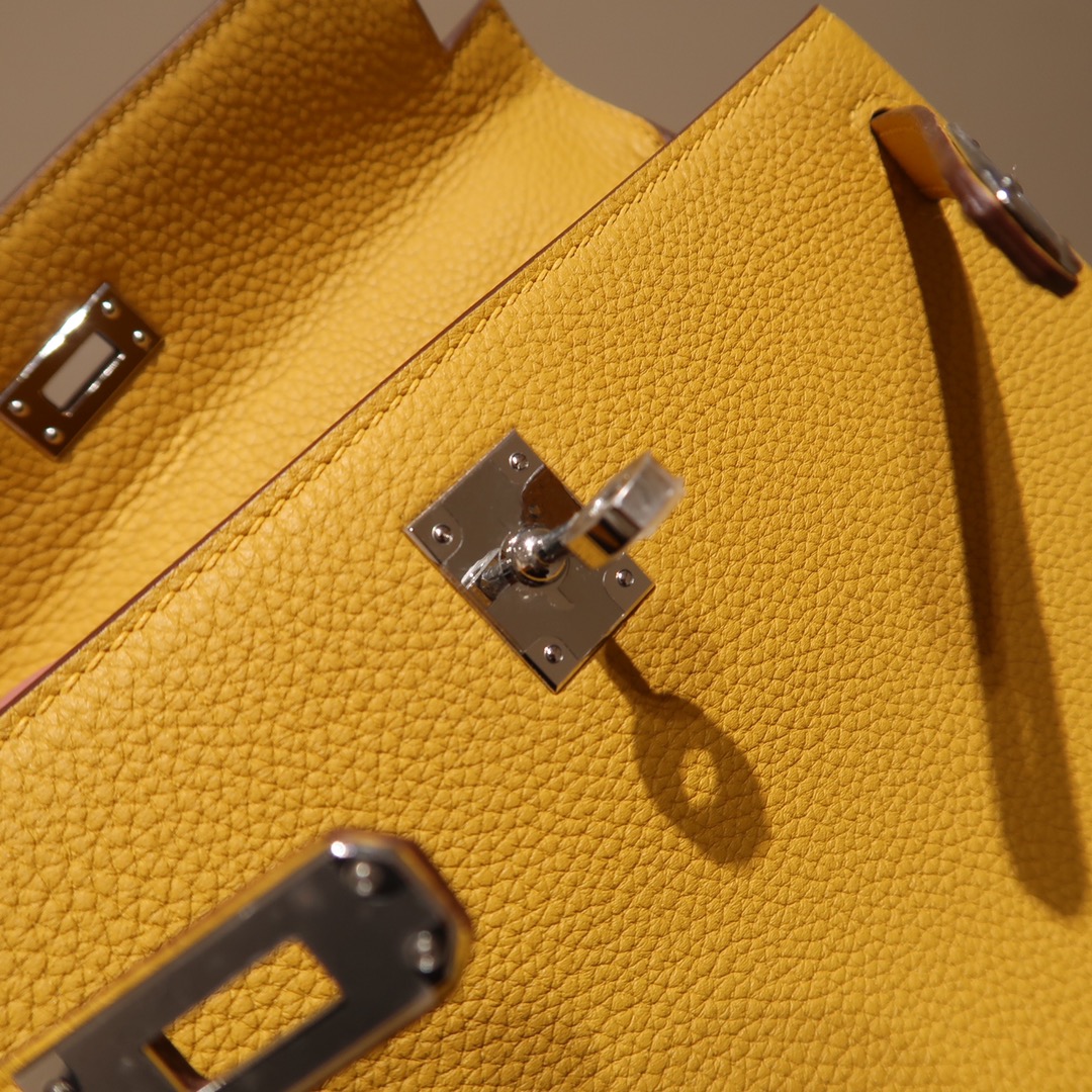 Hermes Kelly 25cm Handbag Shoulder Bag in Yellow Amber Togo Leather